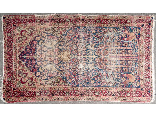 Antique Hand-knotted Accent Carpet, 4'-7