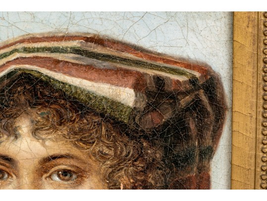 19th C. Italian School Signed Oil On Canvas Portrait Of A Young Woman