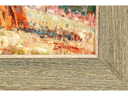 Zwiagina (Polish, 20th Century) Oil On Canvas Panel, Haystacks