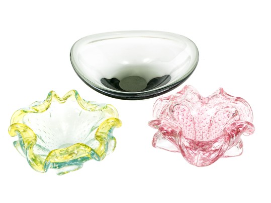 Danish And Italian Murano Glass Bowls