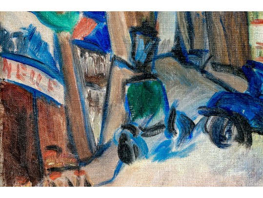Signed Oil On Canvas, Urban Landscape With Cars
