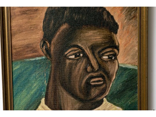 Signed Brown Oil On Board, Portrait Bust Of A Man, 1969