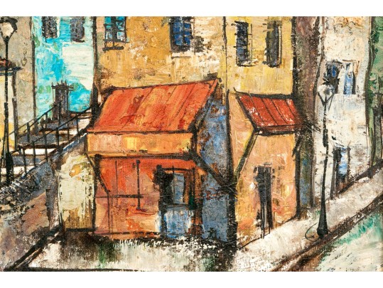 Jean-Claude Mayodon De Bomainq (French, 1938-1981) Oil On Canvas, Urban Scene