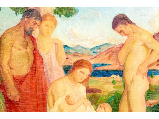 George Davidson (Polish-American, 1889-1965)  Oil On Canvas, Allegorical Familial Scene Study