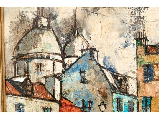 Jean-Claude Mayodon De Bomainq (French, 1938-1981) Oil On Canvas, Urban Scene