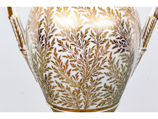 Antique Paris Porcelain Twin Handled Urn, Ca. 1840-1860