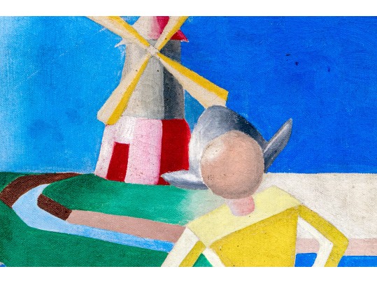 Oil On Canvas, Cubist Woman With Cart Of Milk