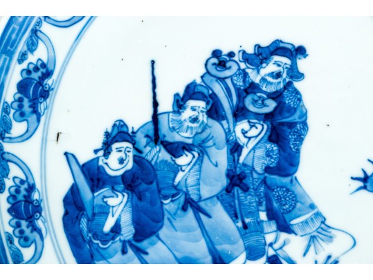 Four Chinese Export Blue And White Porcelain Bowls And Plates