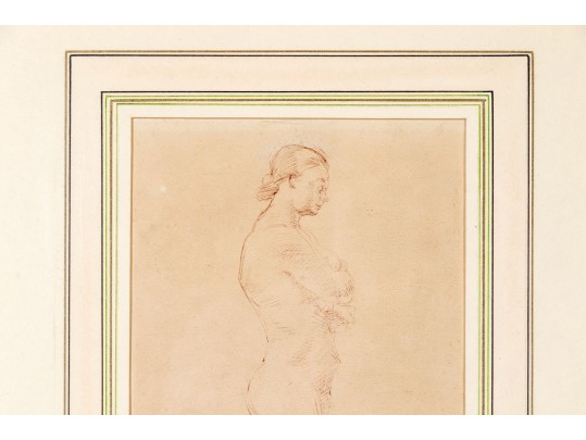 Victoria Hutson Huntley (American [NY], 1900-1971) Ink On Paper Figure Study, 1939