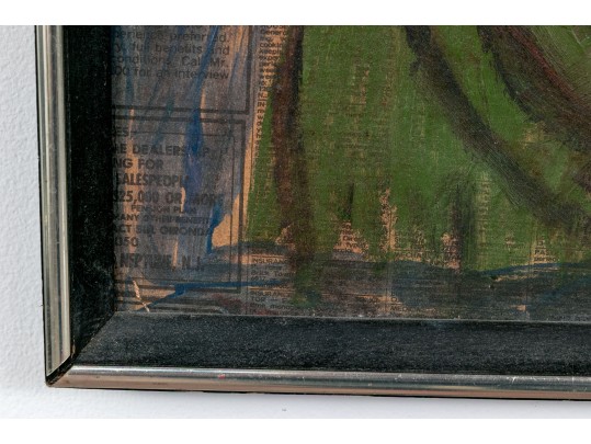 Paint On Newspaper Mounted To Board, 