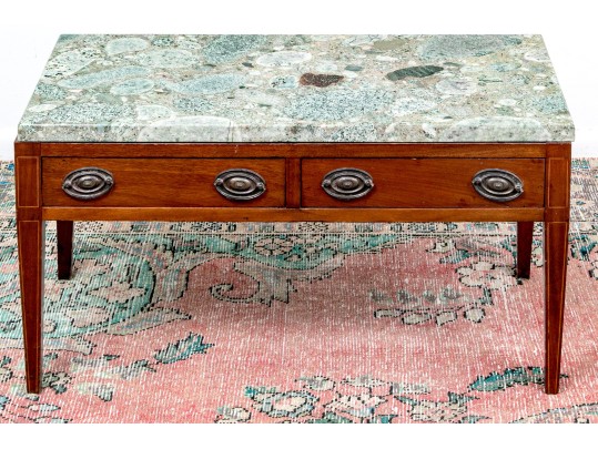 Antique Marble Top Two Drawer Stand