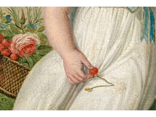 19th C. Oil On Canvas Painting, Portrait Of A Child, Silvie A. I. Delgambe