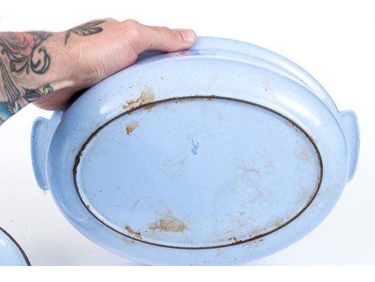 Duo Of Dutch Enameled Cast Iron Lidded Casseroles