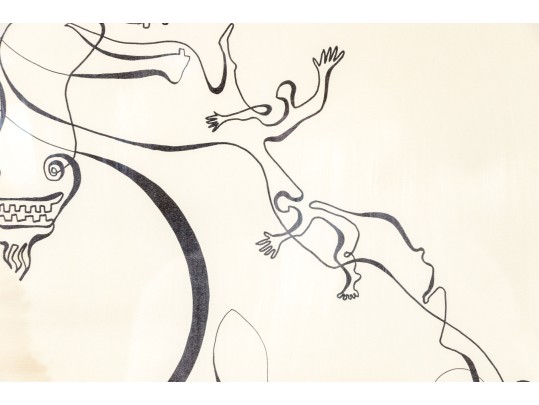 Signed Ltd Ed Lithograph, Giraffe With People And Bird, 1976