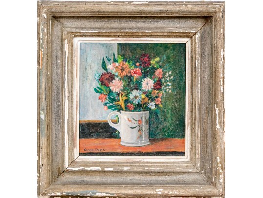 George Walker Shane (American, 1906-1969) Oil On Board, Still Life Of Flowers By Window