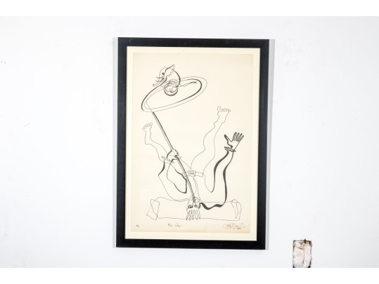Signed Ltd Ed Lithograph, Man With Tiny Elephant, 1976