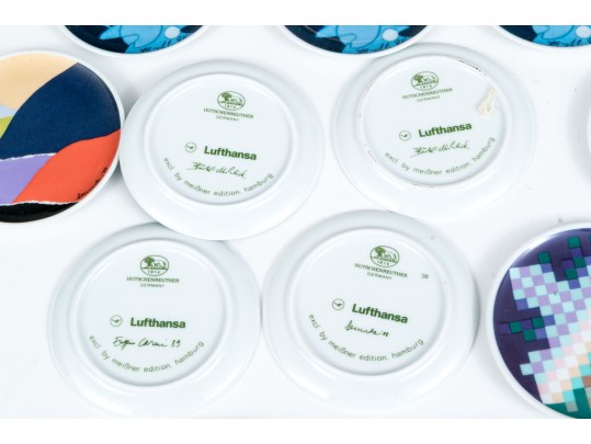 Group Of Seventeen Lufthansa Decorative Porcelain Coasters