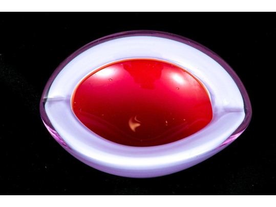 Four Mid-Century Cased Glass Bowls And Ashtrays