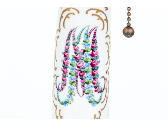 German Porcelain Candlestick Mounted As A Table Lamp