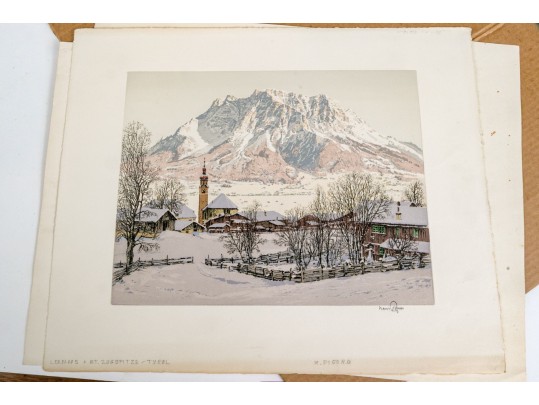 Hans Figura (Austrian, 1898-1978) Folio Of 15 Signed Aquatints And Prints On Silk