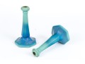 Pair Of Van Briggle Turquoise Glazed Ceramic Candlesticks