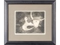 Zavel Silber (Latvian-American, 1910-1978) Signed Ltd Ed Etching, Surrealist Bull And Woman