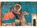 Orthodox Painted Icon Of St. George Slaying A Dragon