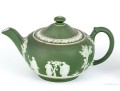 Five Piece English Wedgwood Green Jasperware Tea Set