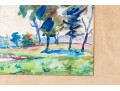 Signed Watercolor On Paper, Pond Outside Of Town