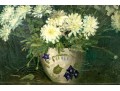 Oil On Canvas, Painted Jar With Flowers Still Life