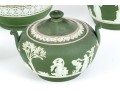 Five Piece English Wedgwood Green Jasperware Tea Set