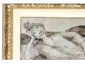 Signed Watercolor Of Reclining Woman