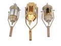 Trio Of Christian Brass And Glass Procession Lanterns