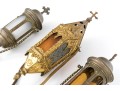 Trio Of Christian Brass And Glass Procession Lanterns