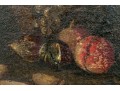 Antique Oil On Canvas, Still Life With Fruit And Basket