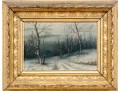 L.C.J. Signed Oil On Canvas, Winter Forest At Night
