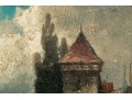 Diminutive Antique Oil On Panel, Landscape With Waterway