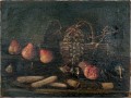 Antique Oil On Canvas, Still Life With Fruit And Basket