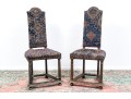 Pair Of Antique Carpet Upholstered Hall Chairs