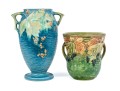 Two Roseville Moulded And Glazed Ceramic Vase