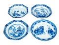 Four Chinese Export Blue And White Porcelain Bowls And Plates