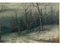 L.C.J. Signed Oil On Canvas, Winter Forest At Night