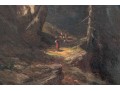 Diminutive Antique Oil On Panel, Mountainous Landscape With Figures