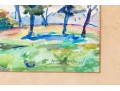 Signed Watercolor On Paper, Pond Outside Of Town