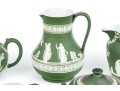 Five Piece English Wedgwood Green Jasperware Tea Set