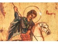 Antique Greek Orthodox Icon Of St. George Slaying A Dragon