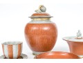 Group Of Five Danish Royal Copenhagen Orange Finished Ceramics