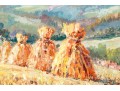 Zwiagina (Polish, 20th Century) Oil On Canvas Panel, Haystacks