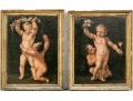 Two Antique Oil On Canvas Paintings Of Putti