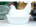 Collection Of Fifteen Vintage Glass Hens On Nests